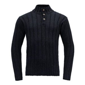 Noorse Wollen Truien Devold Nansen Wool Button Neck Blue